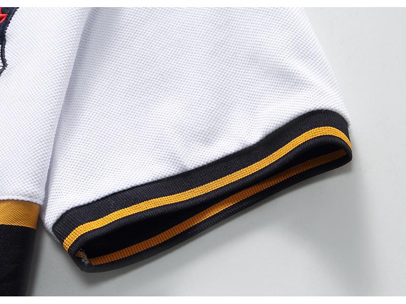 Men's Short-Sleeved Polo - Royal Leisure Sports, Embroidered, Pure Cotton, European Size, Contrast Color Stitching