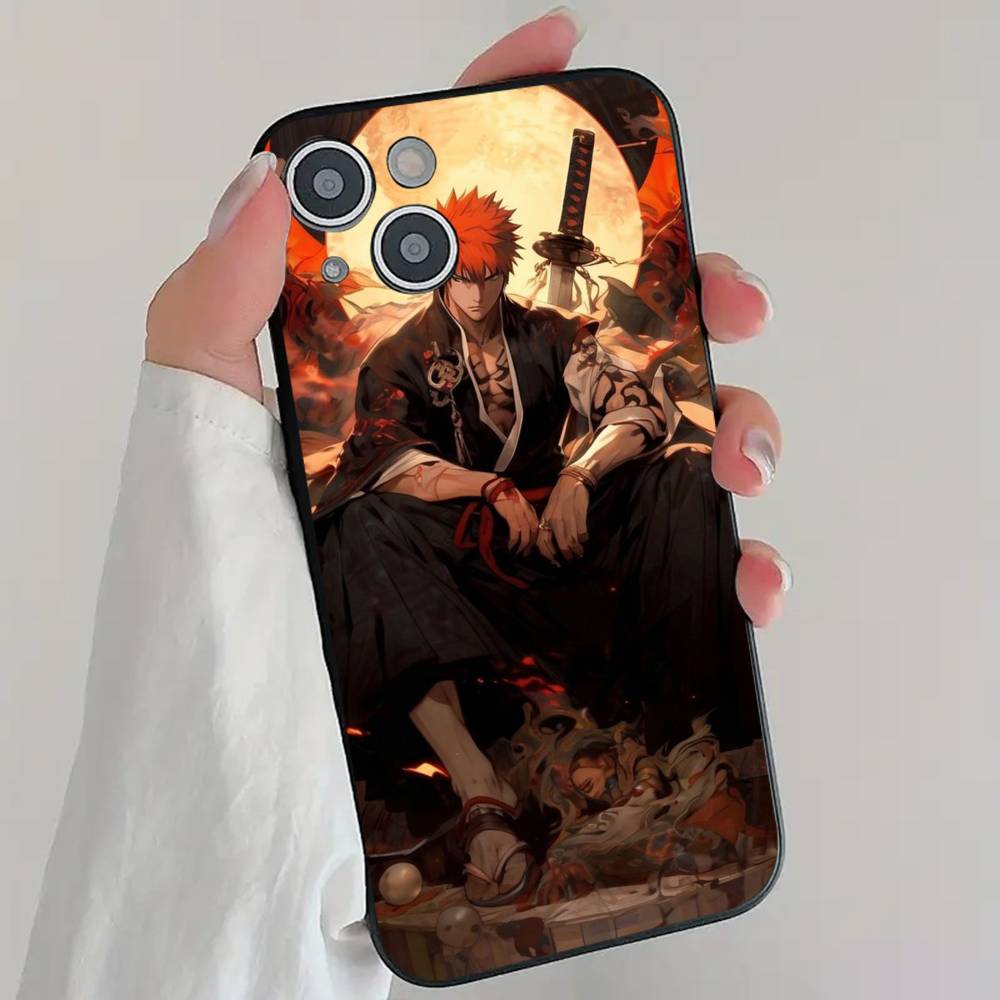 Anime B-Bleach Phone Case Cool Black Silicone Soft For IPhone 16 15 14 13 12 11 X XR Plus Pro Max Plus