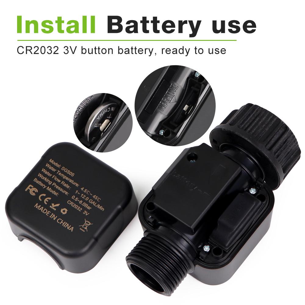 SGS05 Digitaler Wasserdurchflussmesser IP5X Bewässerungswasserventil-Durchflussmesser Wasserverbrauchs-Durchflussratenmessung für den Garten im Freien