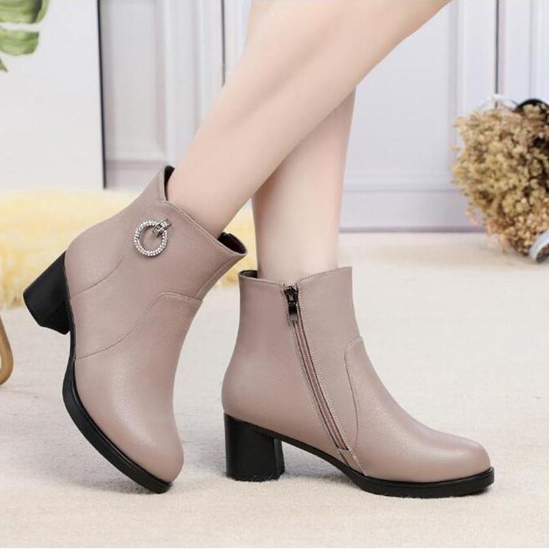 Bottes en laine éclairées d'hiver grande taille bottes à talons mi-hauts pour femmes bottines chaudes pour dames