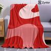 Red Tone Curved Wave Cartoon Anime Print Flannel Blanket Soft Warm Throw for Kids Bedroom Sofa Bed Christmas Office Car