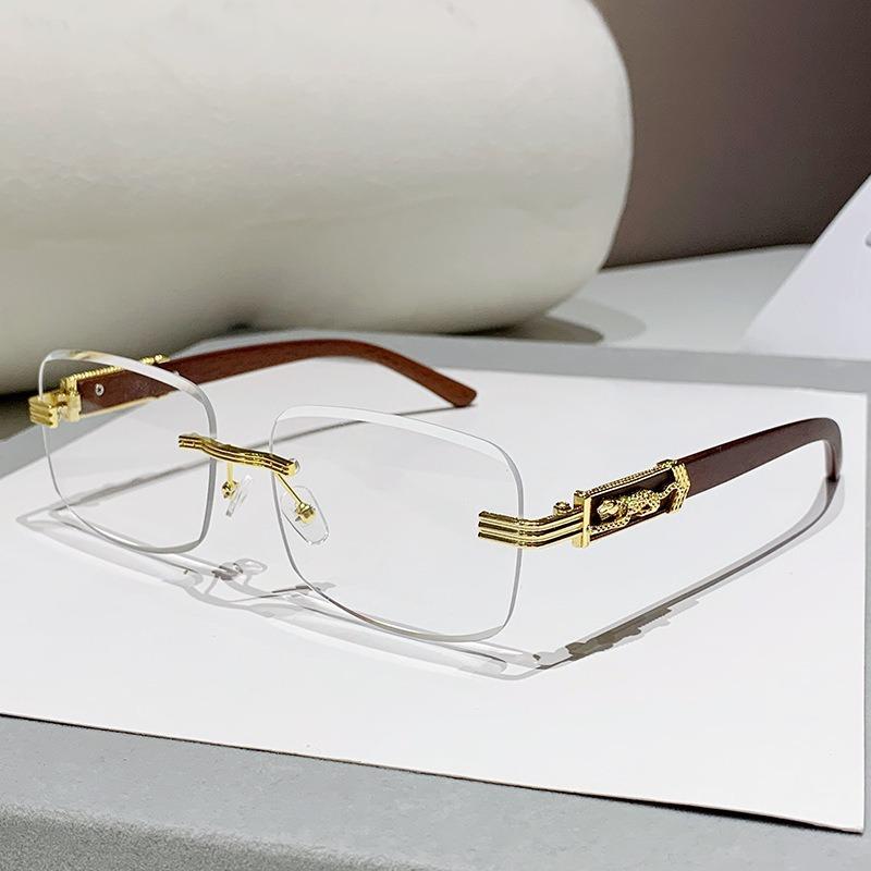 

Модные металлические солнцезащитные очки, высококачественные мужские и женские ретро-очки с головой леопарда, без оправы и дужкой