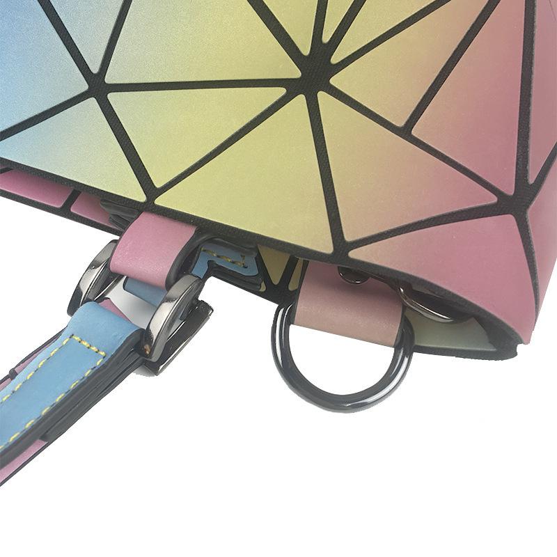 Bag Women's Geometric Rhombus Shoulder Bag Fashion Rainbow Bucket Bag Women's Folding Portable Oblique Span Bag