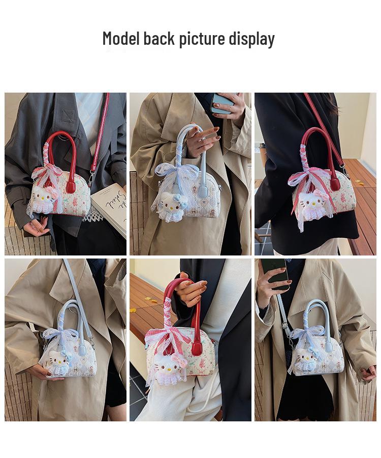 Koreanische Niedliche Schleife Karomuster Handtasche - 2025 Herbst/Winter Vielseitige Schulter Crossbody Tasche