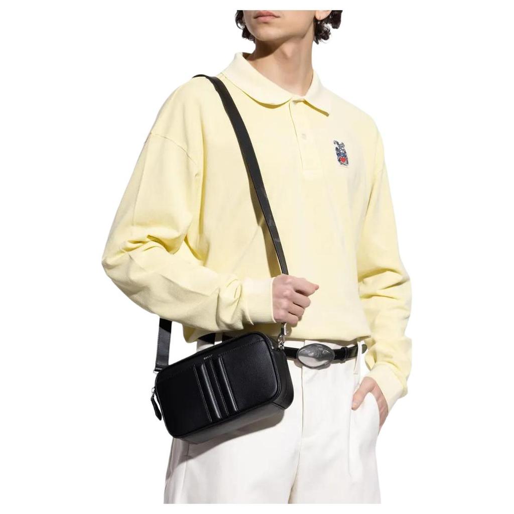 Bally Шкіряна сумка-месенджер з принтом логотипу Чоловічі сумки Чорний 6310498