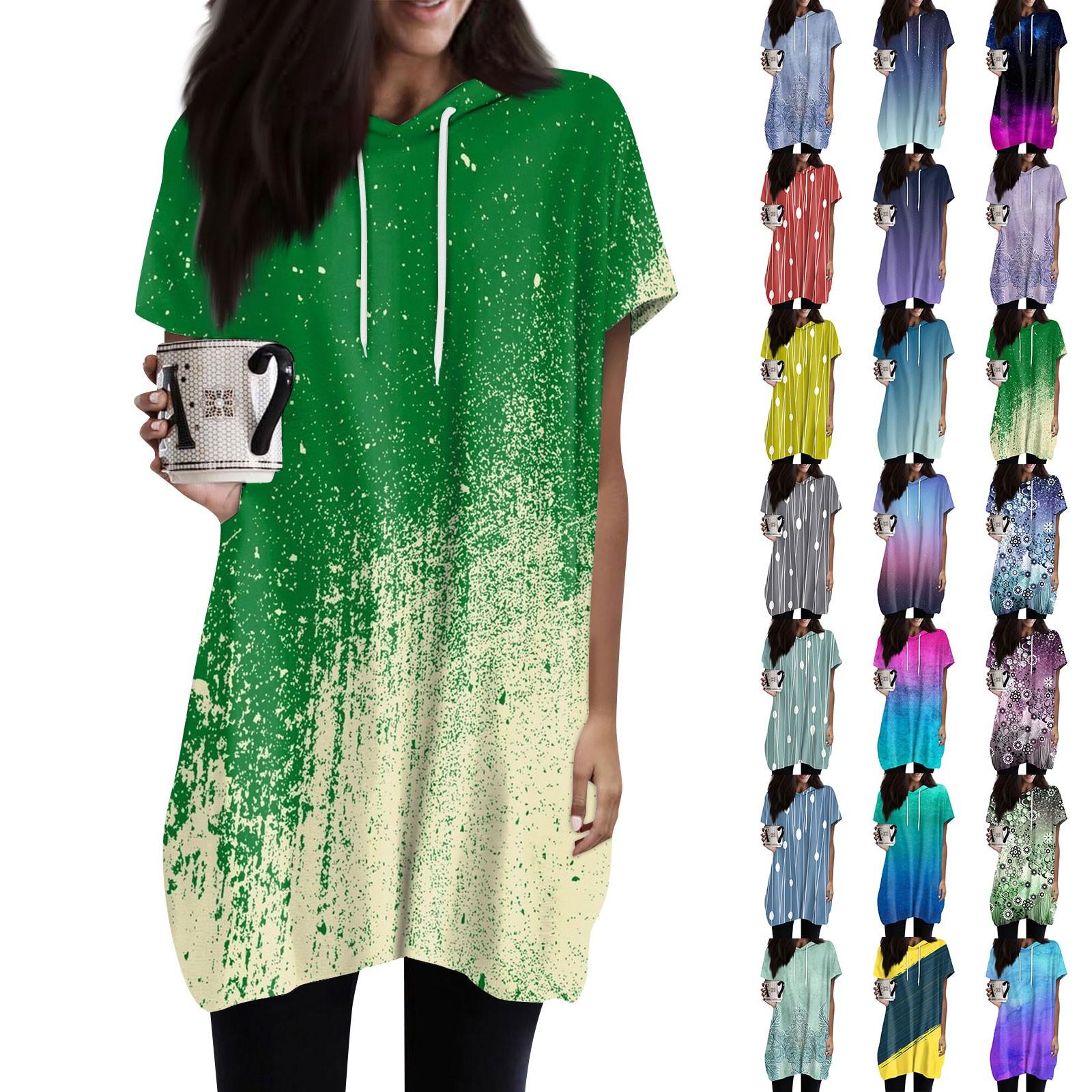 

Женские толстовки, повседневные рубашки с короткими рукавами, модные туники с принтом, топы с карманами L синий