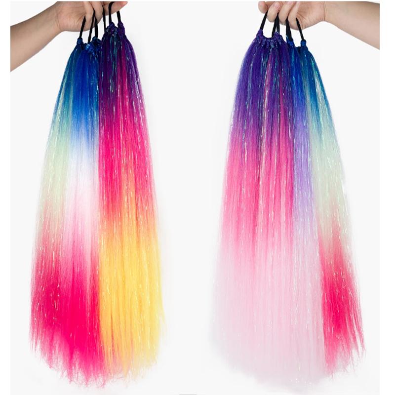 H&STAR 24 Zoll Synthetische Haarteile Pferdeschwanz Haarverlängerungen Haare Glänzend Haarpferdeschwanz-Verlängerung Zum Flechten Haare Auf Haargummi Lose