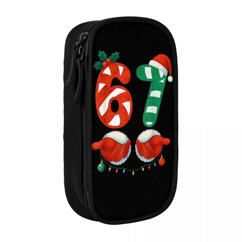 67 Christmas 6 7 Six Seven Meme 67 Candy Cane Xmas Pencil Case Pencil Bag Students Big School Pencil Cases Stationery Organizer