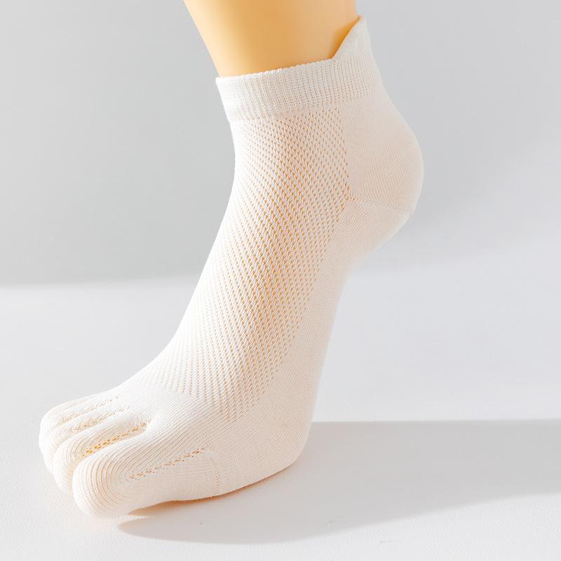 Female Summer Mesh Cotton Anti Pilling Anti Skid Short Tube Five Finger Socks