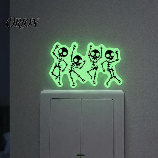 Decorative Glow Stickers for Home Halloween Light Switch PVC Sticker, in The Dark Skeleton Adhesive Wall Decals Decal, Luminous Sticker Living