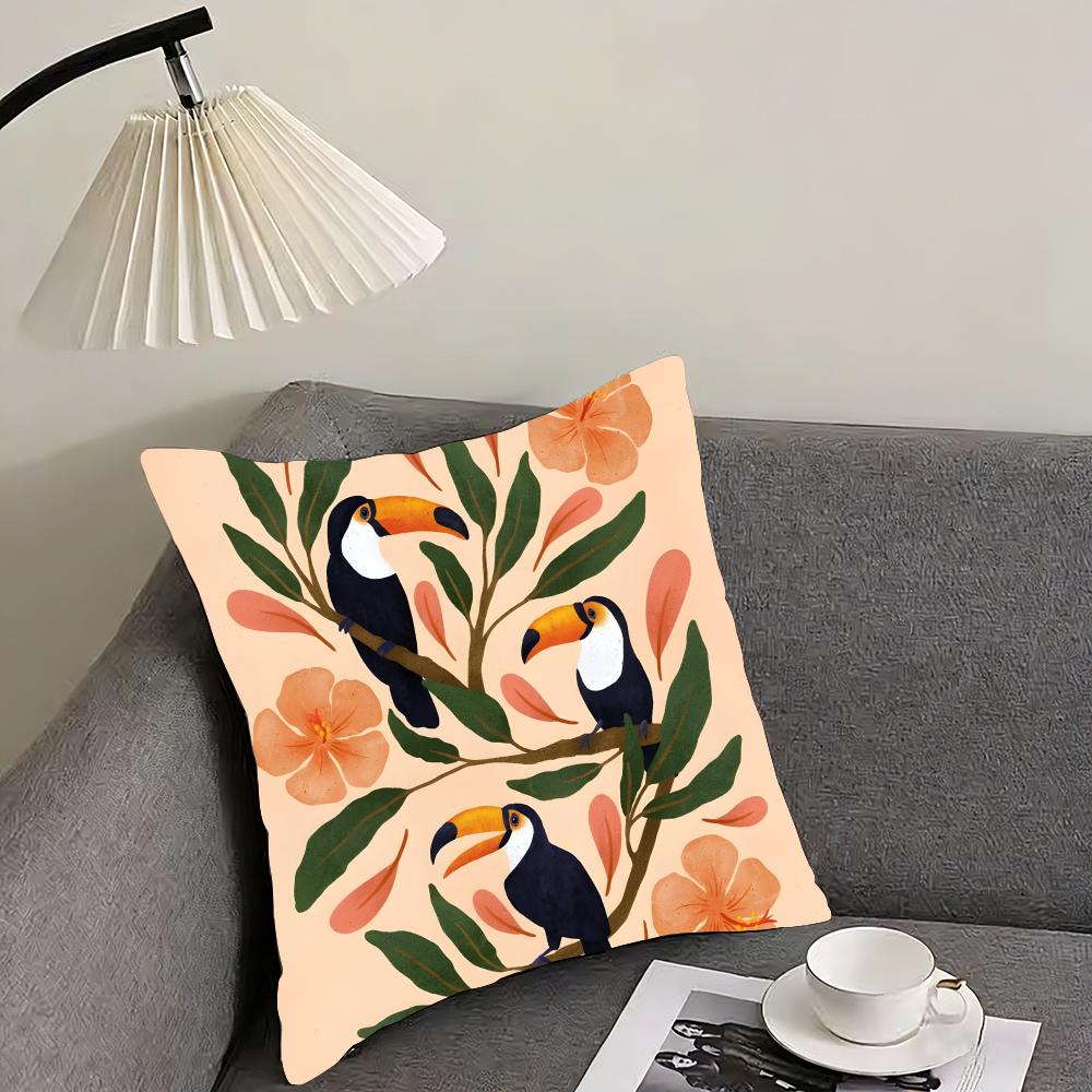 Toucan Fashion Cushion Cover Pillowcase Ultra Soft Skin Friendly Fabric Cloud Like Comfort & Concealed Zipper