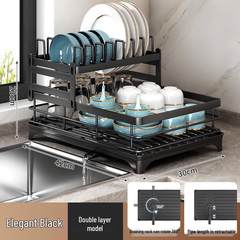 Cross-border Kitchen Sink Storage & Drainer Rack for Bowls, Dishes, and Utensils