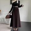 2025 Autumn/Winter Women's Elegant French A-line Black High Waist Skirt - Available in Two Lengths