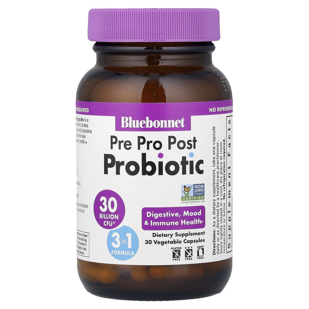 Bluebonnet Nutrition Pre, Pro, Post Probiotic, 30 Veggie Capsules