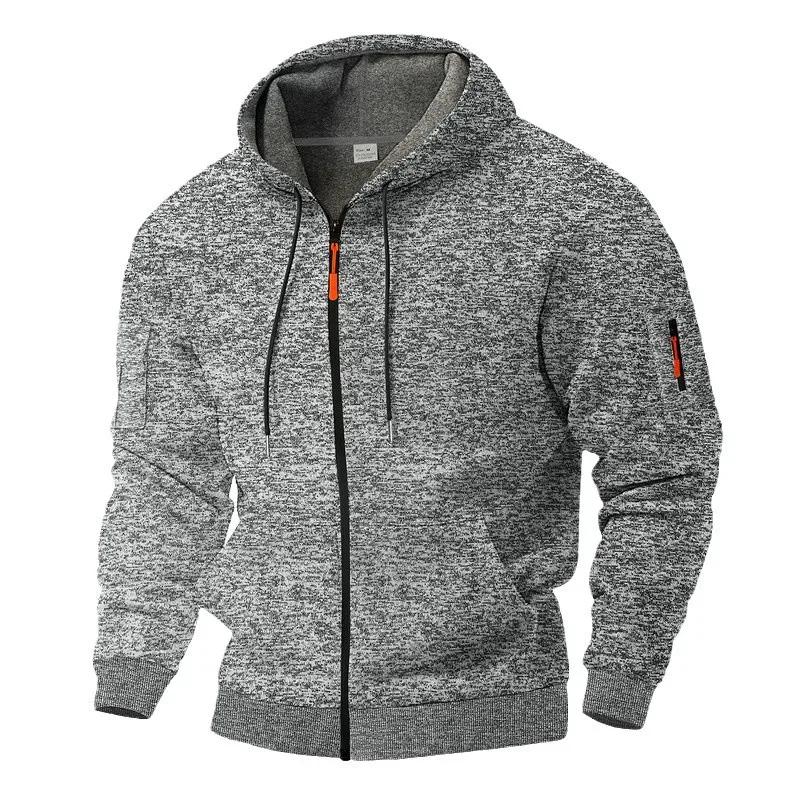 Herfst Winter Heren Retro Hooded Hoodies Kationisch Werkkleding Zak Hooded Rits Trendy Sport Fleece Sweatshirt