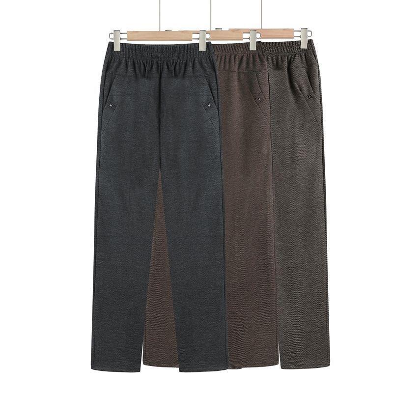 High Waist Plus Velvet Pants - Autumn/Winter Loose Fit for Mid-aged & Elderly Women