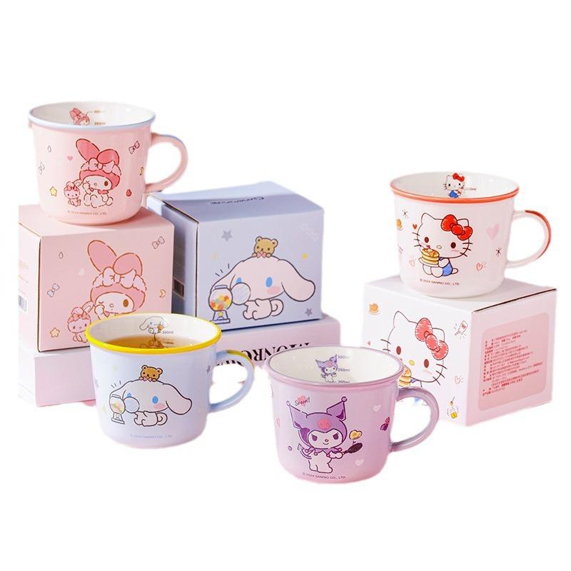 Sanrio Family Series Mug Ceramic Cup Breakfast Milk Cup High Value Girl Cute Cartoon Scale Cup