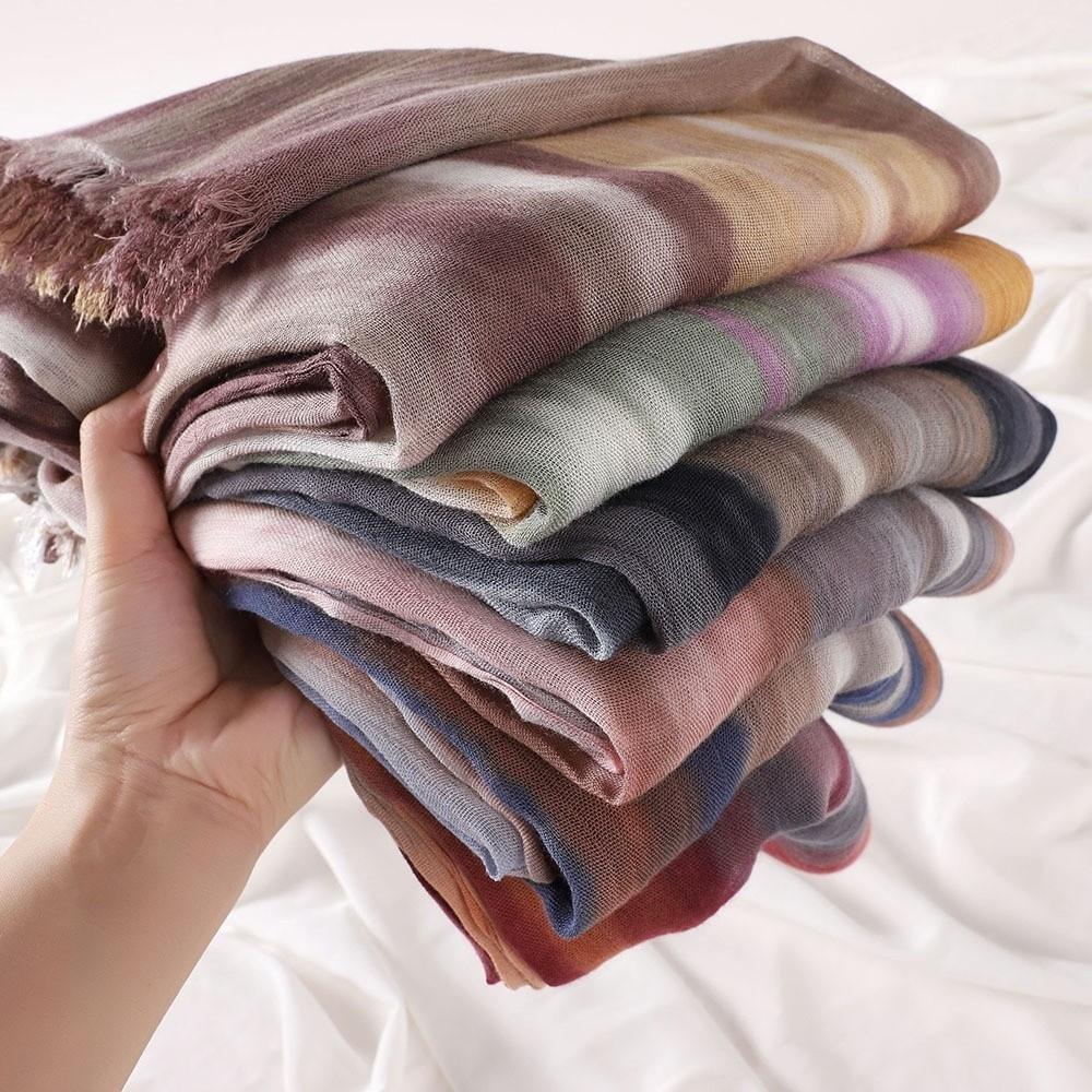 Gradient Tie-Dye Hijab Breathable Cotton Hijab Soft Women Headscarf For Women