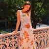 Summer 2025 European & American Vacation Style Backless Print Long Suspender Dress