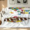 1PC M&M's Custom Name Patterned Flannel Blanket Suitable For All Seasons for Home Decor Warmth and Comfort Gifts Holiday Present