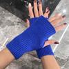 Fashion Thick Warm Knitted Gloves Soft Elastic Half Mitten Solid Color Fingerless Gloves Winter Warmer