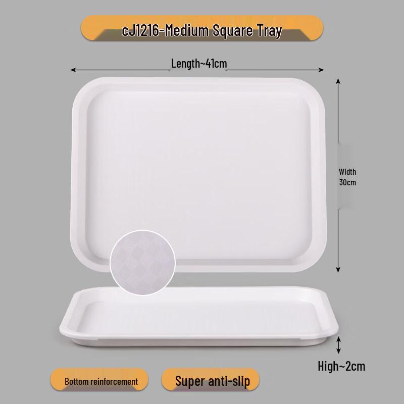 White Rectangular Anti-slip Serving Trays - 10 Pack
