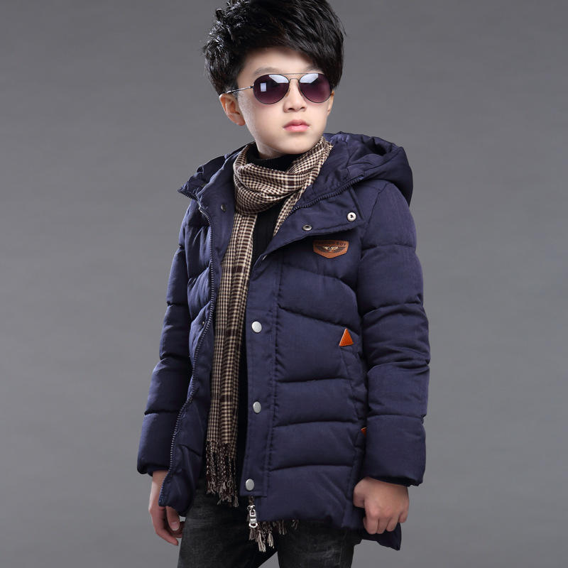 Winter Kids Children Outdoor Windbreaker Keep Warm Teenage Boys Jacket Long Slim Fit Hooded Coat