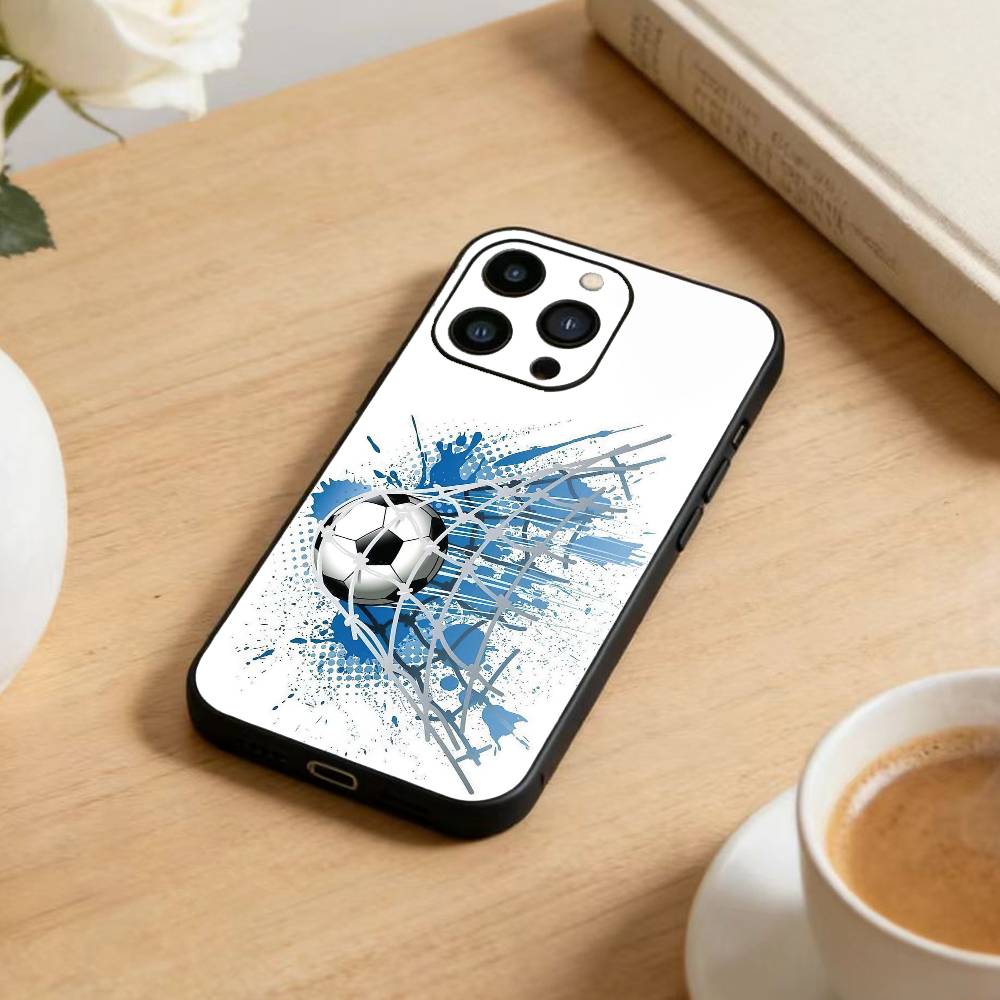 

Огненный Футбольный Мяч Чехол Для Телефона Для iPhone 17 16 15 14 13 12 Max Plus Силиконовый Черный Чехол iPhone15plus