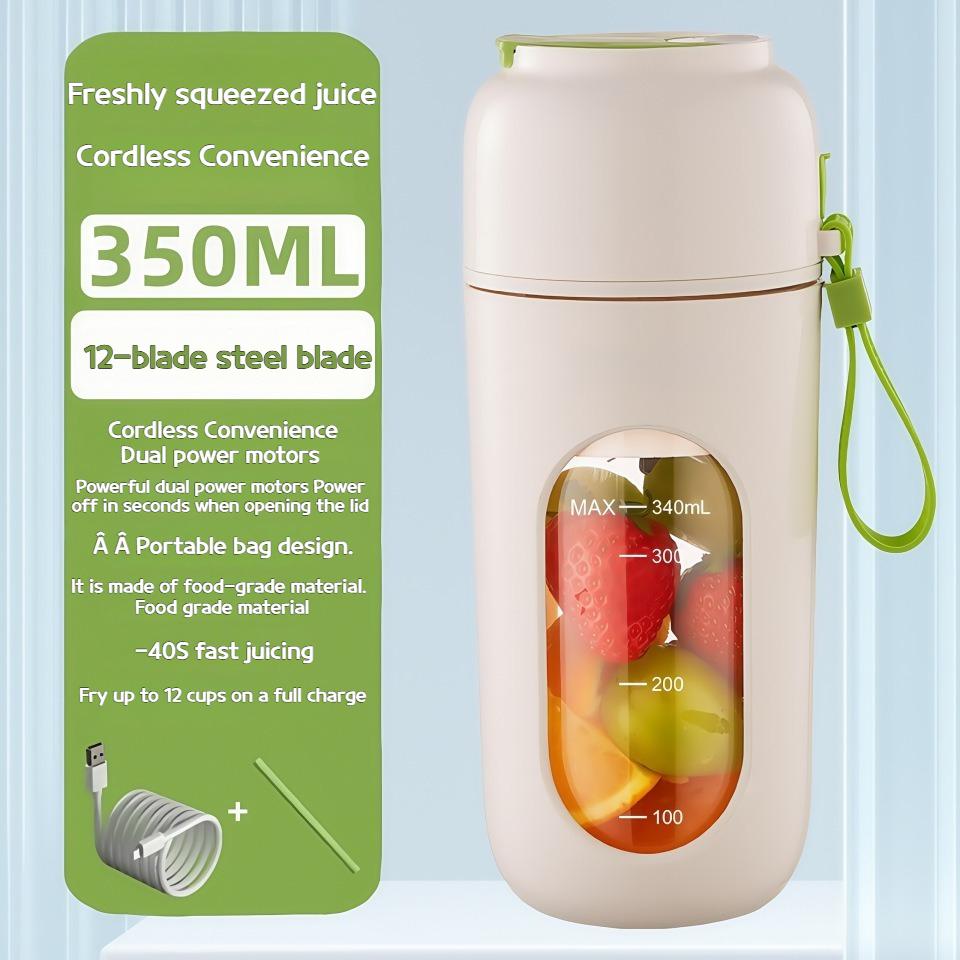 

Wireless Charging Electric Juicer Cup for Smoothies, Shaved Ice, and Juices - 12-Blade Stainless Steel Portable Blender зелёный