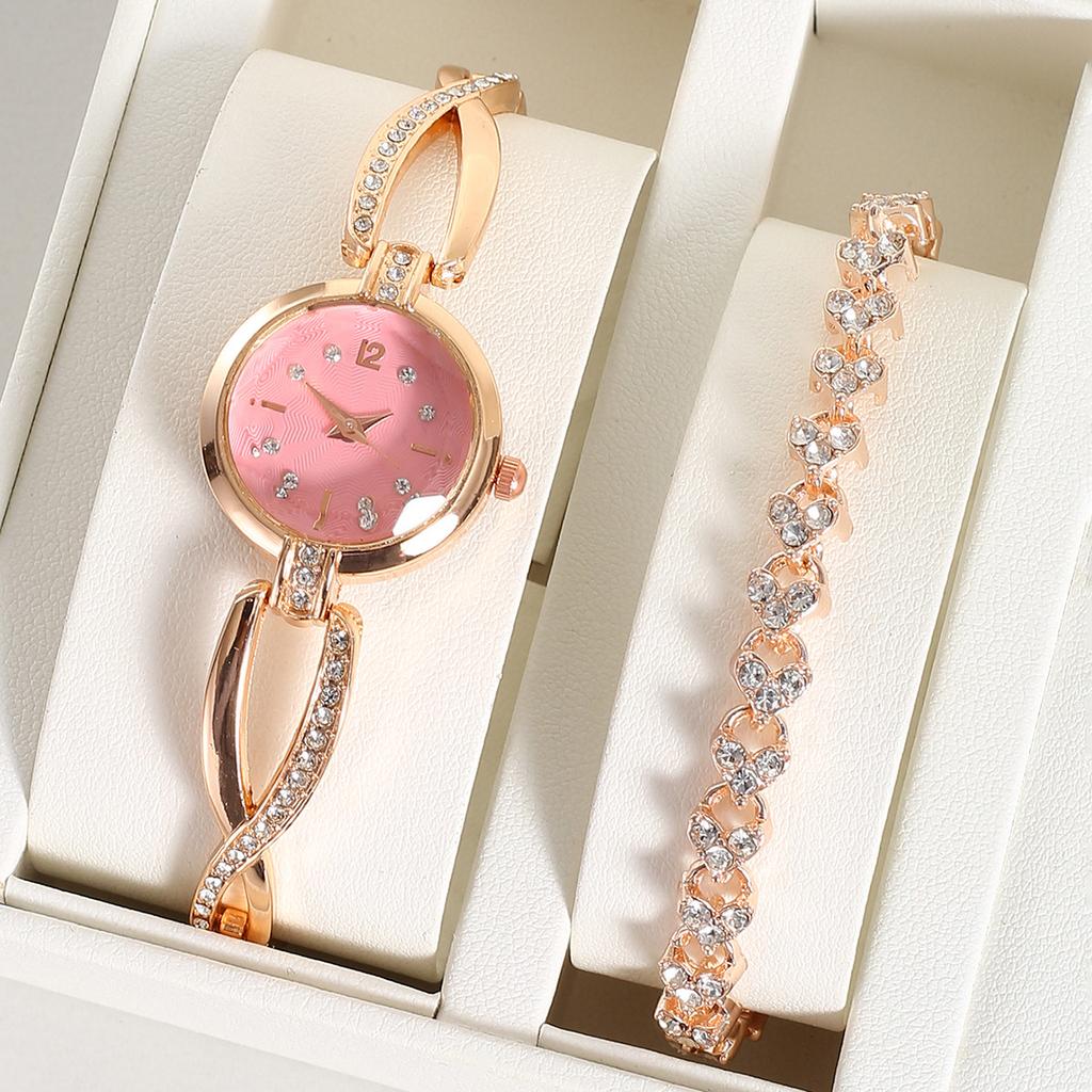 Diamond Watch Women'S Set, Popular Light Luxury Ins Small Dial Bracelet Set Women'S Watch