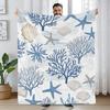 Cozy Coral Starfish Flannel Blanket - Plush Lightweight Ocean Throw Blanket for Bed/Couch/Travel, Seasonal Gift