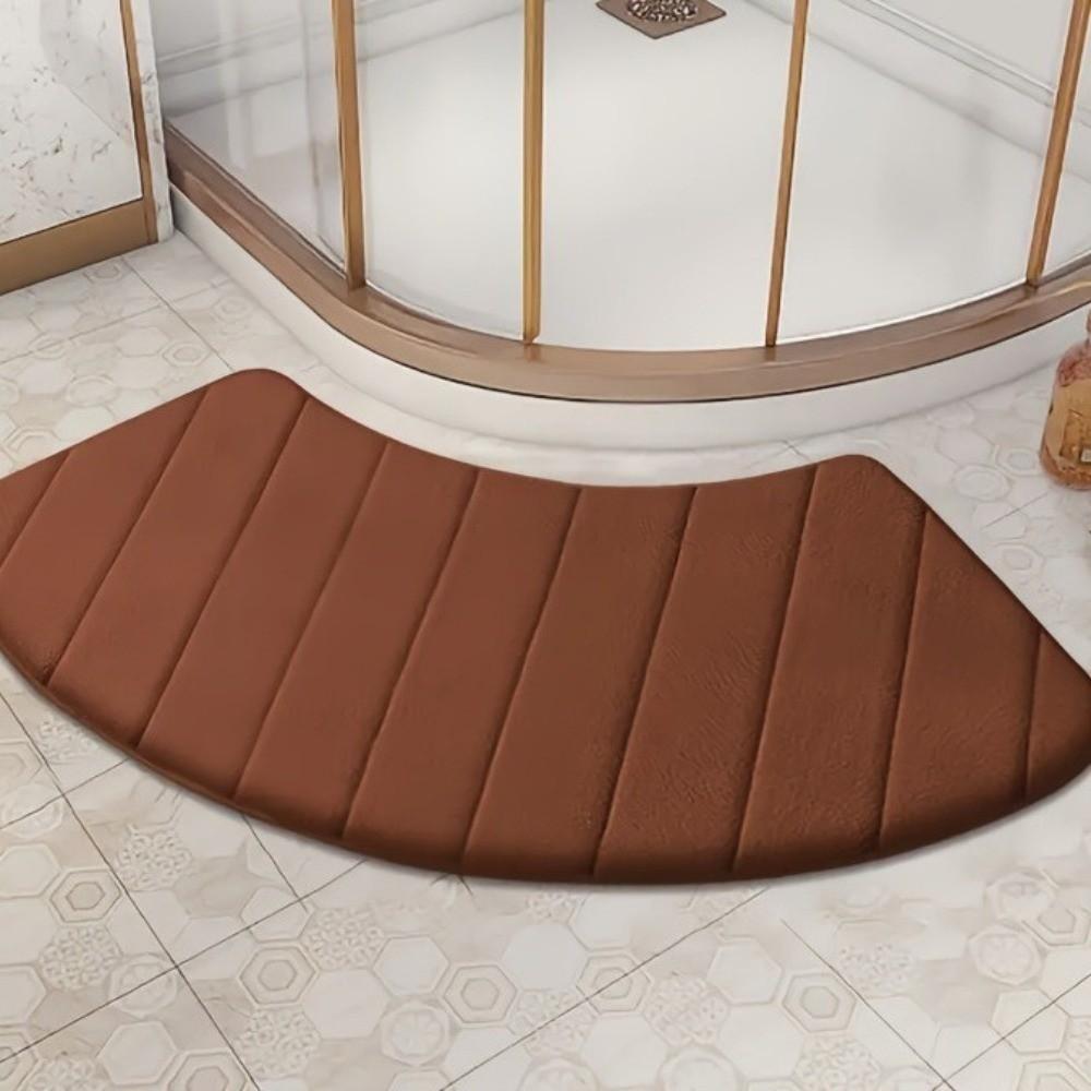 Solid Color Bathroom Absorbent Mat Thickened Bath Mat Fan-Shaped Door Mat Bathroom Floor
