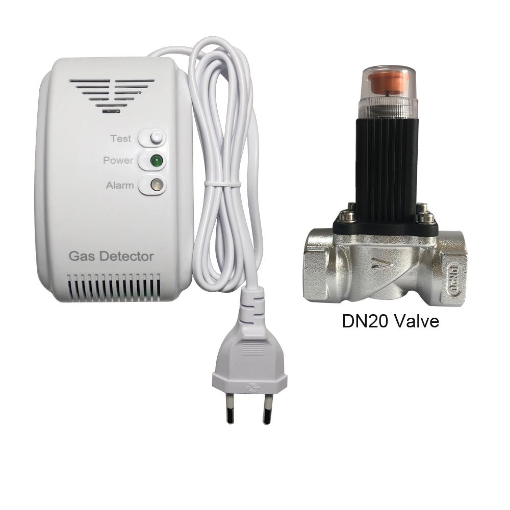 90-240VAC Kitchen CH4 Natural Gas Leaking Detector Magnetic Solenoid Valve Cut Off Coal Gas Fire Alarm Sensor For Home Security