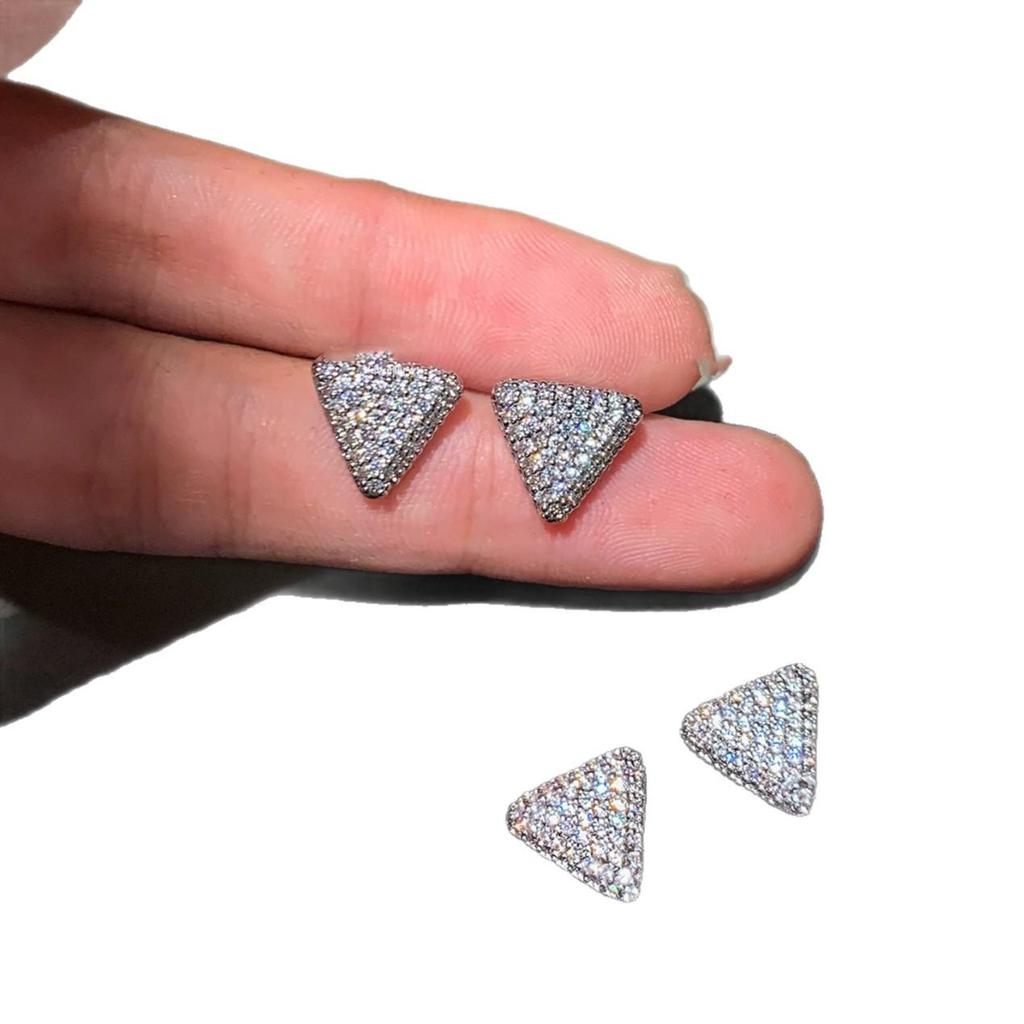 Chic Zircon Triangle Stud Earrings & Necklace Set: Trendy Light Luxury Clavicle Chain Jewelry