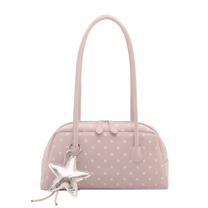 Korean Style Women's Polka Dot Bowling Bag: Large Capacity Pillow Bag for Trendy Daily Commutes