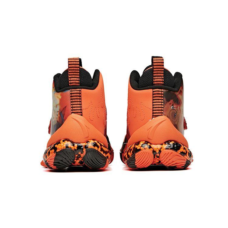 Anta Kids Shock Absorbing Non-Slip Wear-Resistant Breathable High-Top Basketball Shoes Kids sneaker Orange Black 312041113R-8