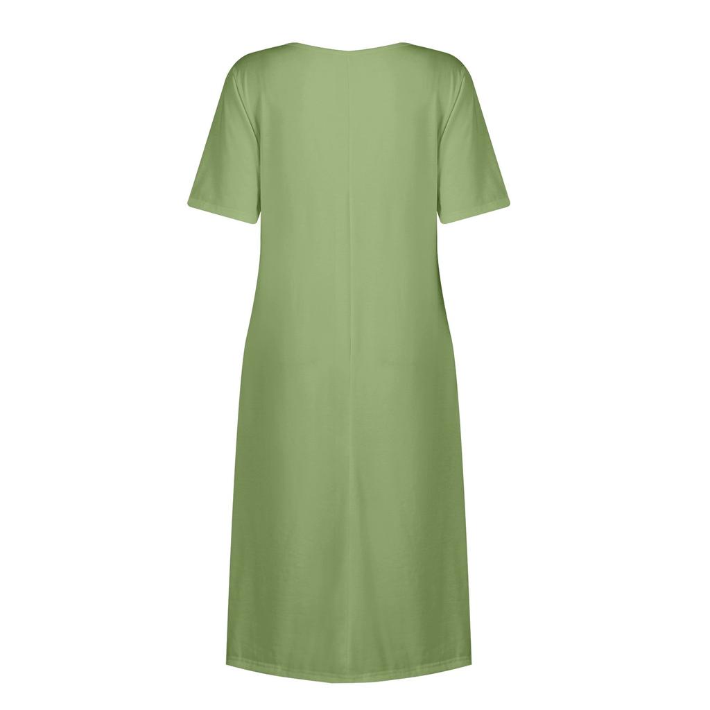 Abito Midi Casual da Donna con Scollo Rotondo Basic Classico per Tutti i Giorni Outdoor Maniche Corte Largo