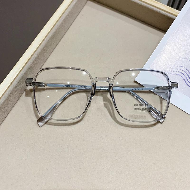 Retro-Brille mit Blaulichtfilter im koreanischen Stil – ohne Sehstärke, quadratischer Rahmen, myopiefreundlich