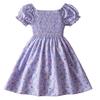 Maeau Short Sleeve Floral Square Puff Princess Perfect for School or Size 3Y Girls' Dress, Print, Neck, Sleeves, Style, Stylish, Casual, Kindergarten,