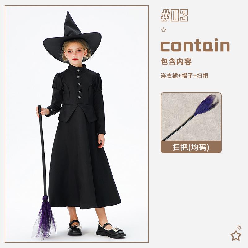 Halloween children's costumes cos magician witch dress robe medieval vampire show children's dress