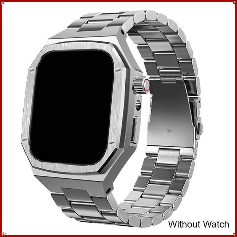 

Stainless Steel Band Protective Bumper Cover Case For Apple Watch 11 10 42mm/46mm Metal Modification Kit for iwatch 11 42mm/46mm Series 11 46mm срібний