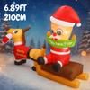6.89FT Inflatable Toy Santa Sleigh Reindeer LED Lights Xmas Decorations for Yard Supplies Home Decorations Ornament Holiday Gift