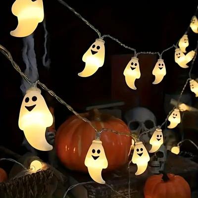 1PC Halloween LED String Light Battery Powered Decoration Ghost Lamp Indoor Outdoor Atmosphere Lighting For Party Festival Decor