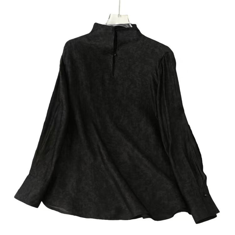 Women s Retro French Long Sleeve Top - Early Spring 2026 Collection 4XL (68-73kg) чёрный