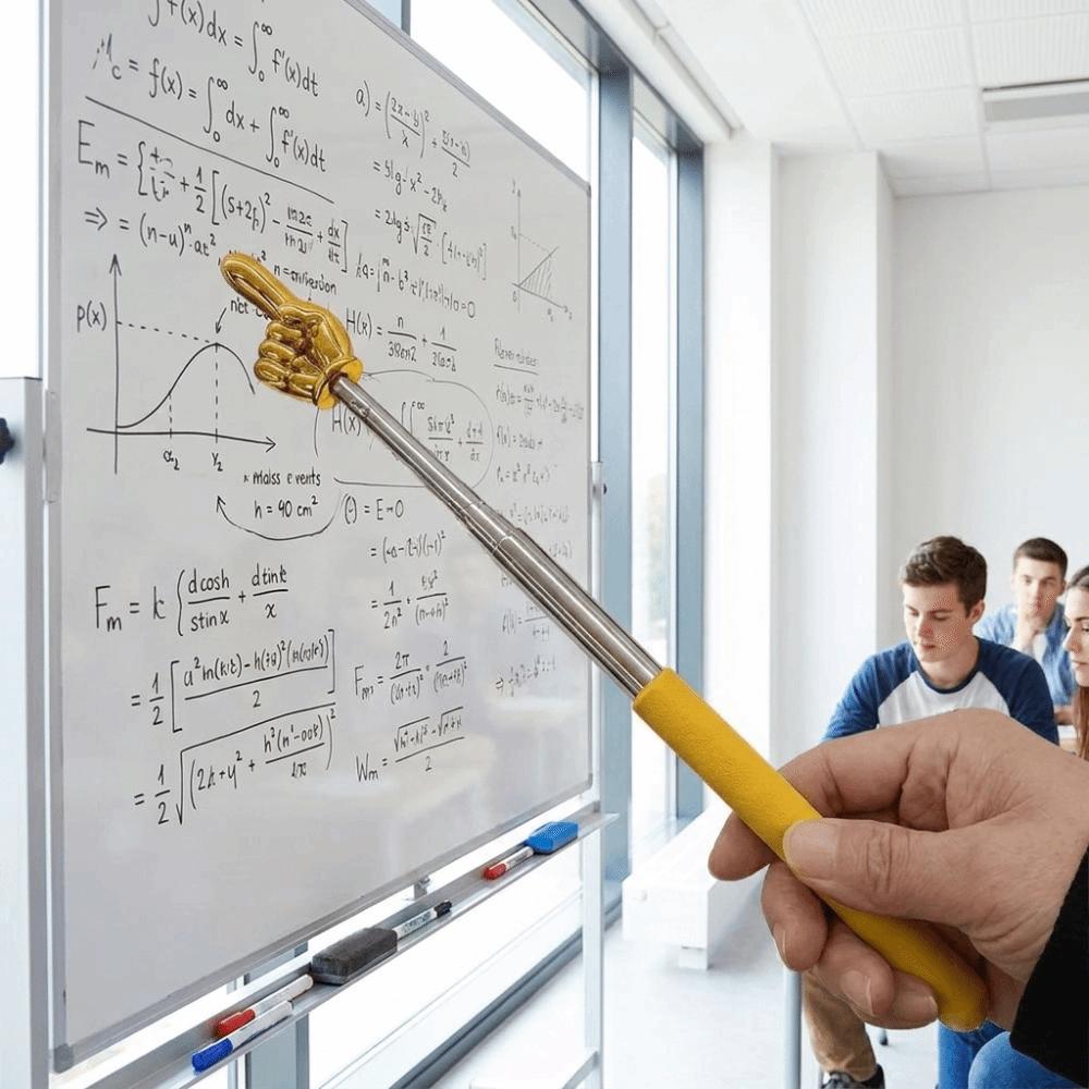 5pcs Stainless Steel Teaching Pointer 201 Stainless Steel TPR Grip Handle Telescopic Rod PP Finger-Shaped Tip Lightweight Design