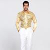 Men's Luxury Sequined Shirt Form-fitting Formal Shirt for Wedding Single-breasted Shirt with Long Sleeves Lapels