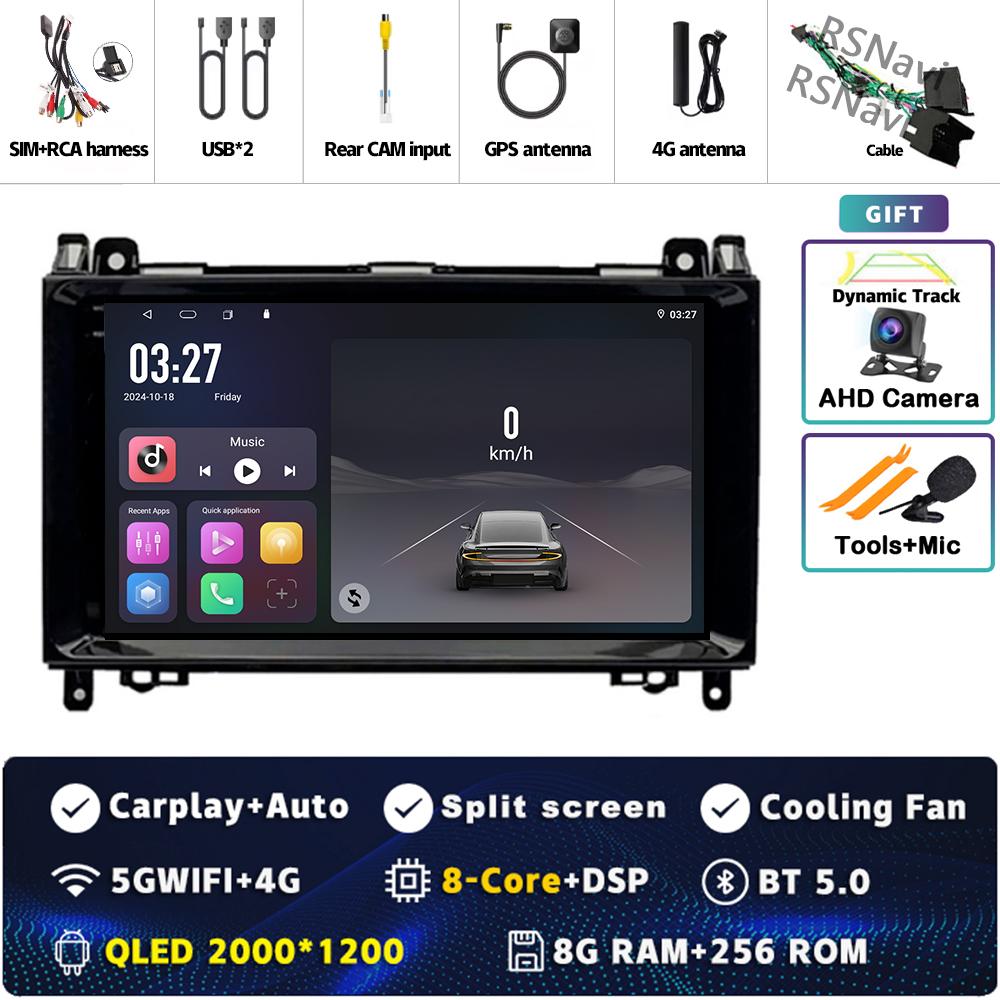 Android 14 Carplay Car Radio For Mercedes Benz B200 W169 W245 Viano Vito W639 Sprinter W906 Multimedia Video Player  GPS Stereo