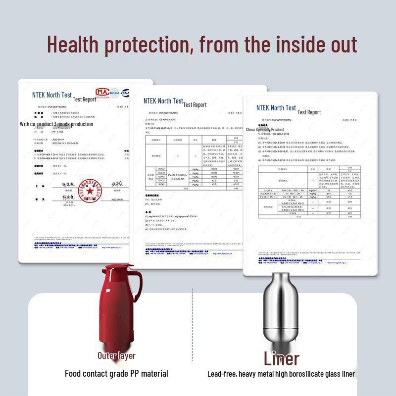 Large Capacity Digital Display Insulated Kettle with Glass Liner - Household Hot Water Bottle