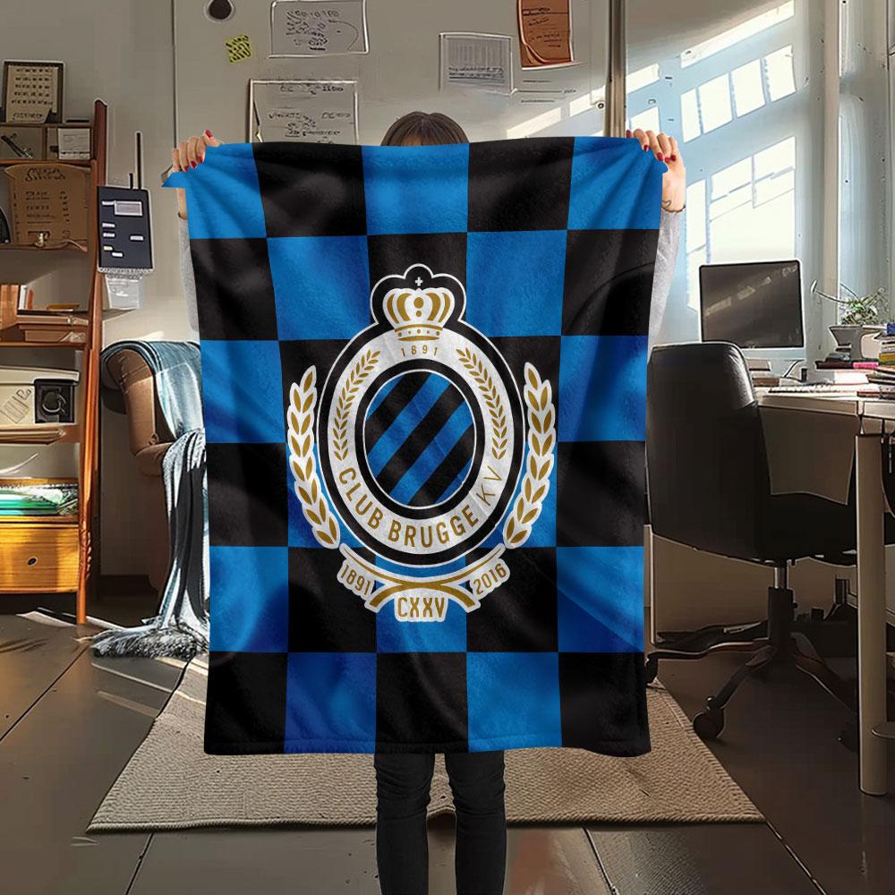 1PC Club Brugge KV Patterned Flannel Blanket Suitable For All Seasons for Home Decor Warmth and Comfort Gifts Holiday Present