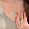 Women Jewelry Set Romantic Minty Paraiba Pendant Necklace Luxury Tanzanite Ring Gemstone Set